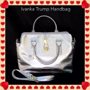 IVANKA TRUMP MADISON SATCHEL POCKETBOOK-SILVER/WE ALL KNOW WHO SHE IS!